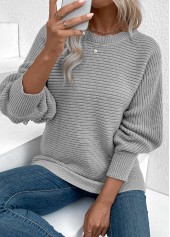 Grey Tummy Coverage Long Sleeve Round Neck Sweater | thumb picture 