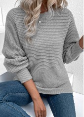 Grey Tummy Coverage Long Sleeve Round Neck Sweater | thumb picture 