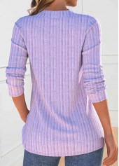 Light Purple Button Long Sleeve V Neck Sweatshirt | thumb picture 