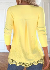 Plus Size Light Yellow Embroidery Long Sleeve T Shirt | thumb picture 