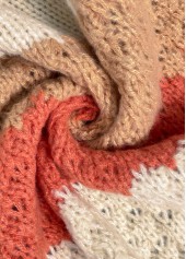 Orange Patchwork Design Long Sleeve Cardigan | thumb picture 