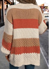 Orange Patchwork Design Long Sleeve Cardigan | thumb picture 