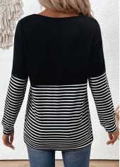 Black Criss Cross Striped Long Sleeve T Shirt | thumb picture 