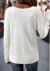 White Button Long Sleeve Round Neck Sweater | thumb picture 