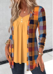 Ginger Plaid Long Sleeve Fake Two Piece Twinset | thumb picture 