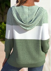 Sage Green Zipper Long Sleeve Hoodie | thumb picture 