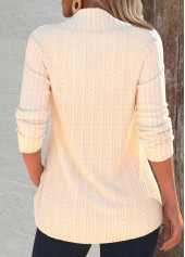 Beige Button Long Sleeve Asymmetrical Neck Sweatshirt | thumb picture 