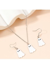 Halloween White Metal Earrings and Necklace | thumb picture 
