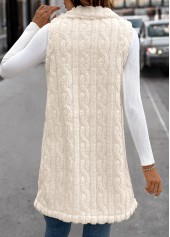 Beige Plush Sleeveless Turn Down Collar Waistcoat | thumb picture 