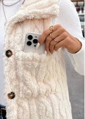 Beige Plush Sleeveless Turn Down Collar Waistcoat | thumb picture 