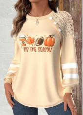 Halloween Light Camel Patchwork Long Sleeve Round Neck Sweatshirt | thumb picture 