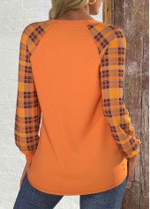 Halloween Orange Patchwork Plus Size Long Sleeve Sweatshirt | thumb picture 
