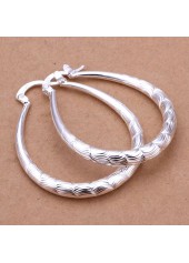 Round Silver Metal Ripple Design Earrings | thumb picture 