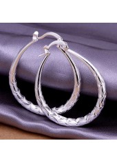 Round Silver Metal Ripple Design Earrings | thumb picture 