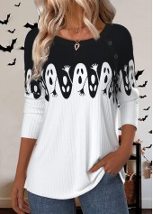 Halloween White Button Plus Size Long Sleeve T Shirt | thumb picture 