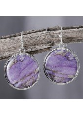 Dusty Purple Round Alloy Detail Earrings
