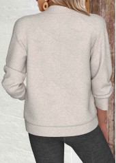 Beige Textured Fabric Long Sleeve Stand Collar Jacket | thumb picture 