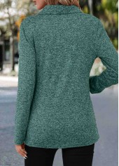 Turquoise Button Long Sleeve Turn Down Collar Blouse | thumb picture 