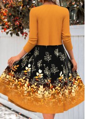 Terracotta Zipper Floral Print Long Sleeve Dress and Cardigan | thumb picture 