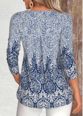 Blue Button Tribal Print Long Sleeve T Shirt | thumb picture 