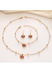 Golden Heart Alloy Necklace and Bracelet Set