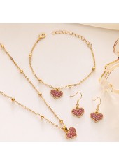 Golden Heart Alloy Necklace and Bracelet Set | thumb picture 