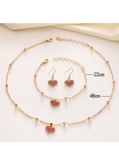 Golden Heart Alloy Necklace and Bracelet Set | thumb picture 