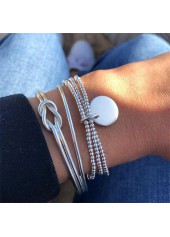Silver Alloy Detail Adjustable Three-piece Bracelet