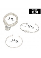 Silver Alloy Detail Adjustable Three-piece Bracelet | thumb picture 