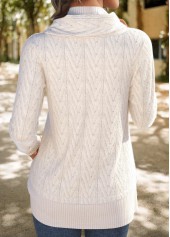 White Patchwork Long Sleeve Cowl Neck Sweatshirt | thumb picture 