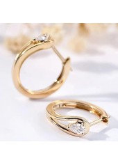 Gold Alloy Detail Rhinestone Round Earrings | thumb picture 