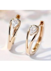 Gold Alloy Detail Rhinestone Round Earrings