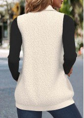 Beige Zipper Sleeveless Stand Collar Waistcoat | thumb picture 