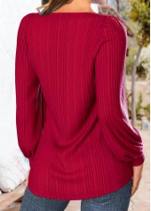 Red Long Sleeve Square Neck Sweatshirt | thumb picture 