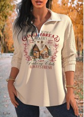 Christmas Skin Color Jacquard Long Sleeve Sweatshirt