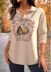 Christmas Skin Color Jacquard Long Sleeve Sweatshirt