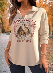 Christmas Skin Color Jacquard Long Sleeve Sweatshirt