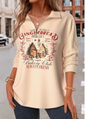Christmas Skin Color Jacquard Long Sleeve Sweatshirt