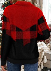 Christmas Black Patchwork Plaid Long Sleeve Sweatshirt | thumb picture 