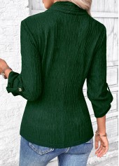 Green Surplice Long Sleeve V Neck Shirt