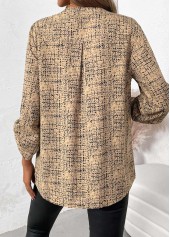 Plus Size Light Camel Button Graffiti Print Shirt | thumb picture 