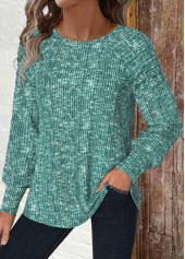 Green Long Sleeve Round Neck T Shirt | thumb picture 
