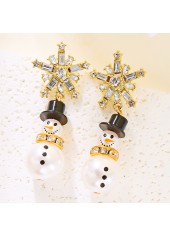 Christmas Golden Alloy Pearl Snowman Earrings | thumb picture 