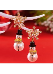 Christmas Golden Alloy Pearl Snowman Earrings | thumb picture 