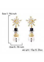 Christmas Golden Alloy Pearl Snowman Earrings | thumb picture 