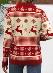 Christmas Wine Red Zipper Long Sleeve Sweatshirt