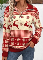 Christmas Wine Red Zipper Long Sleeve Sweatshirt | thumb picture 