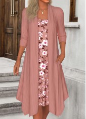 Pink Fake 2in1 Floral Print A Line Dress | thumb picture 