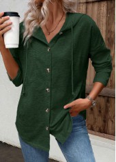 Green Patchwork Long Sleeve Hoodie | thumb picture 