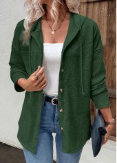 Green Patchwork Long Sleeve Hoodie
